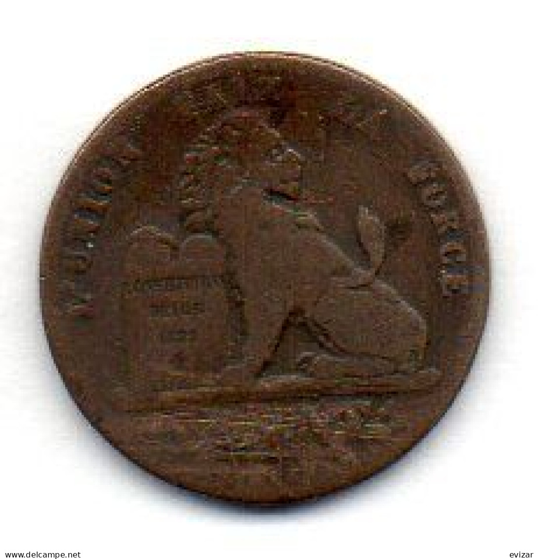 BELGIUM, 1 Centime, Copper, Year 1847, KM # 1.2 - 1 Cent