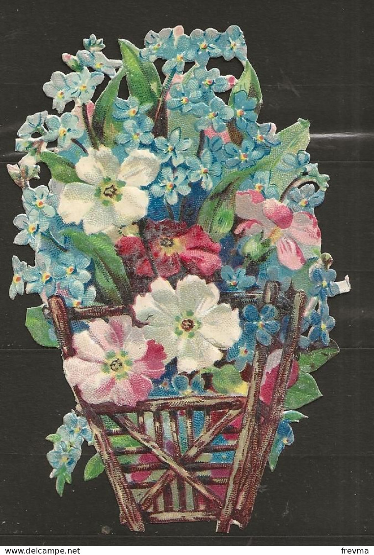 Découpis Gaufrée Bouquet De Fleurs Année 1900 - Flores