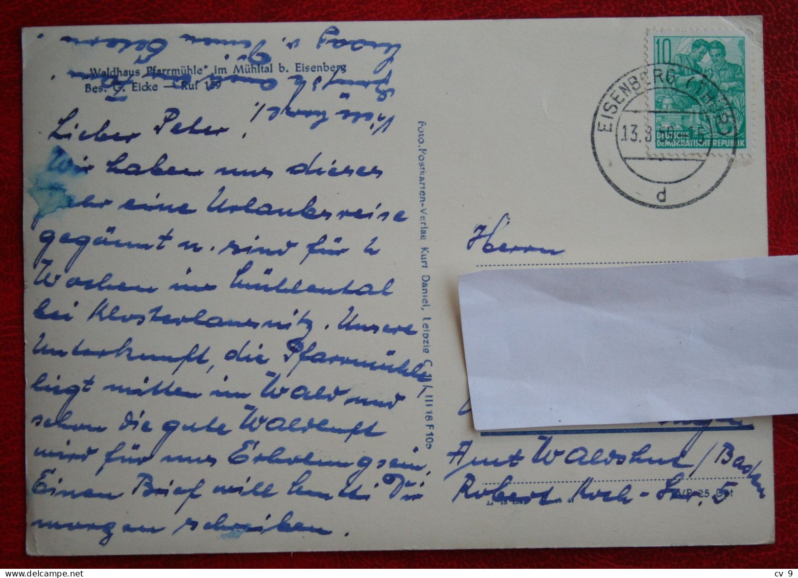 AK Eisenberg Waldhaus Pfarrmuhle Im Muhltal Postkarten Verlag Kurt Daniel Deutschland DDR Gelaufen Used Postcard A79 - Eisenberg