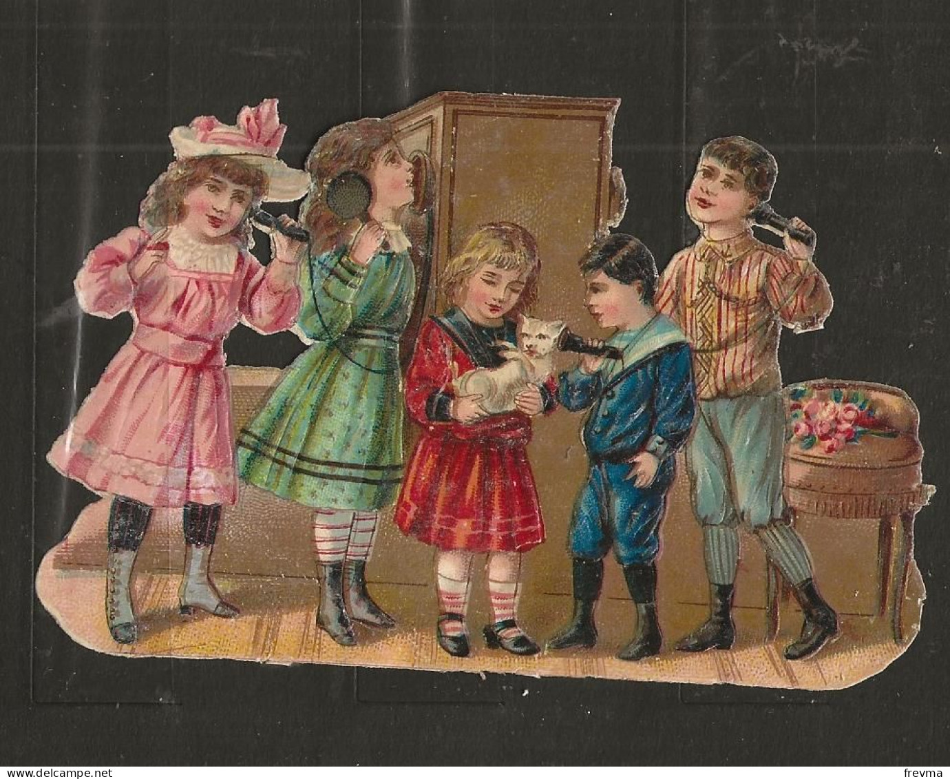 Découpis Gaufrée Enfant Jouant Année 1900 - Kinder