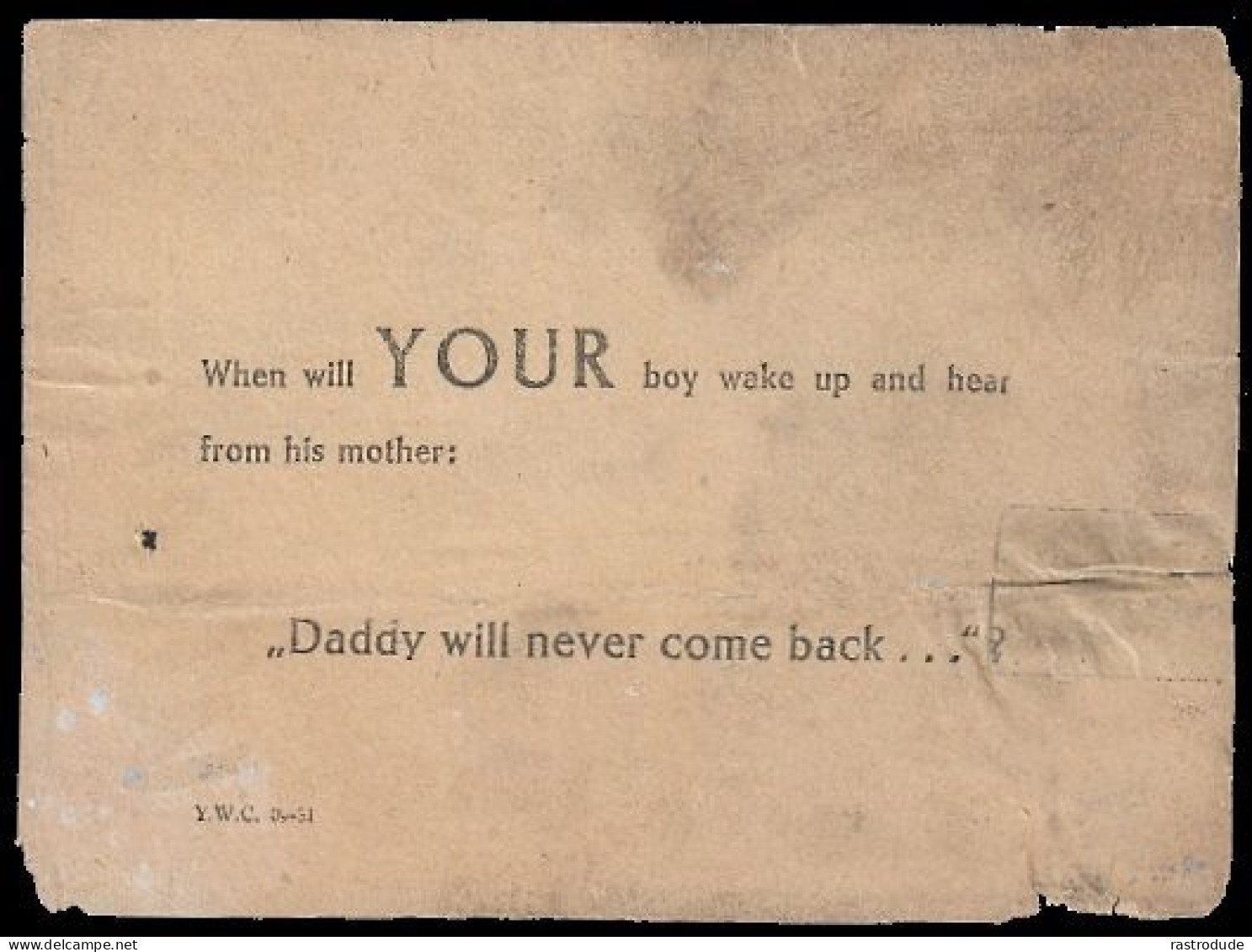 1944-45 VERY RARE GERMAN PROPAGANDA LEAFLET - WHEN WILL YOUR BOY WAKE UP? - Documenti