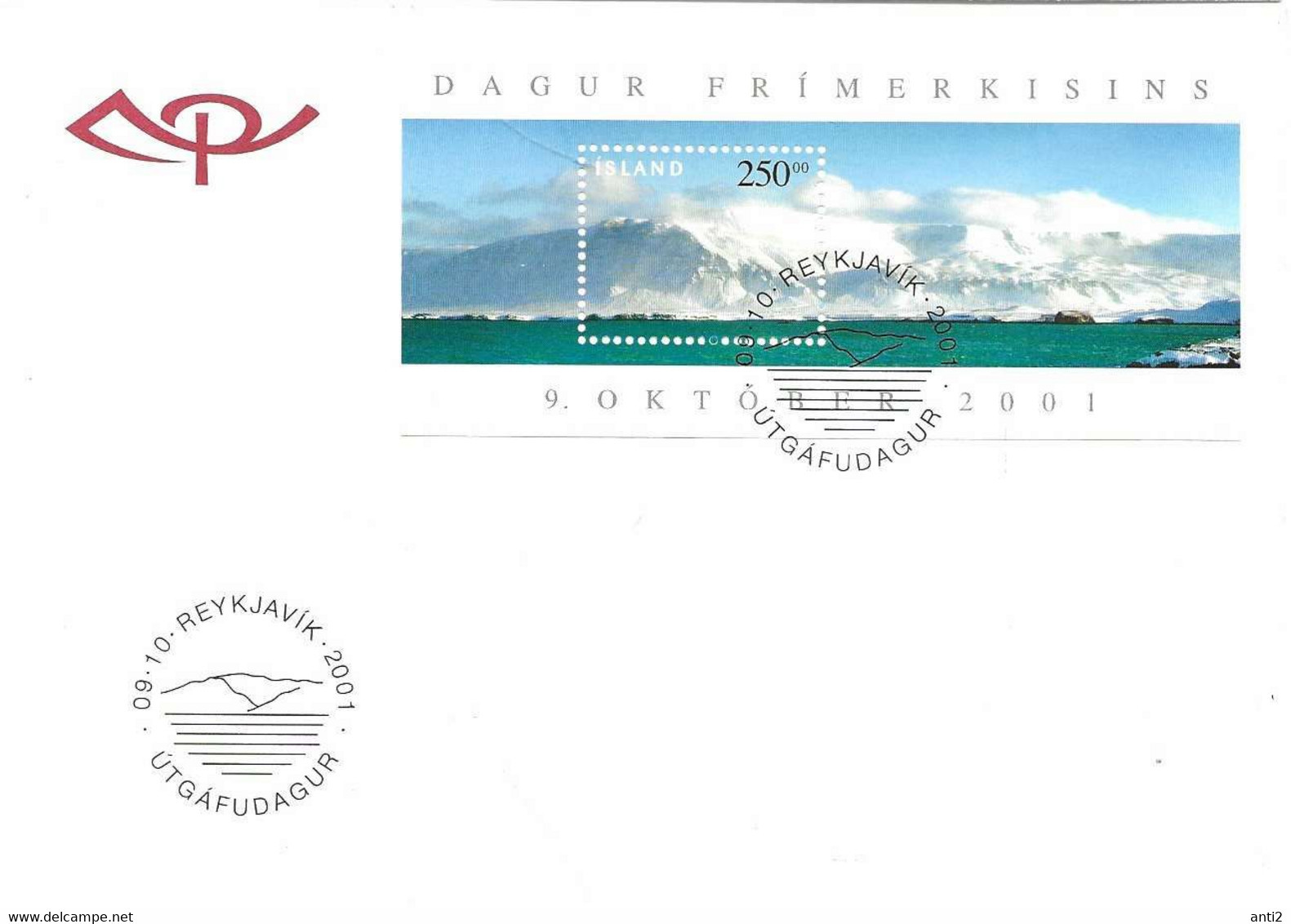 Island Iceland  2001 Stamp Day, Mount Esja (914 M). Mi  Bloc 29 FDC - Briefe U. Dokumente