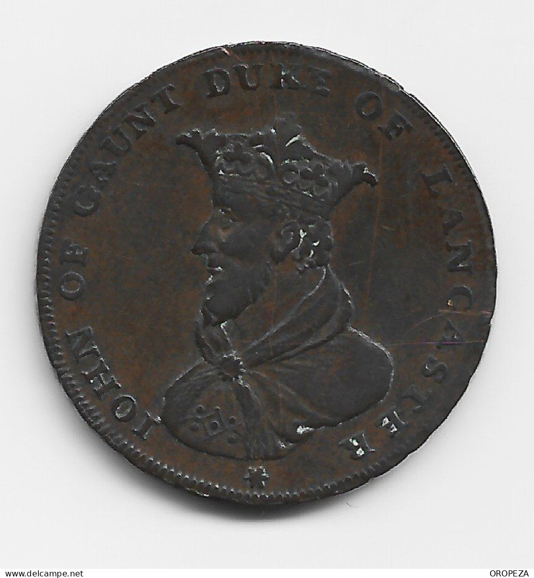 T64  -  GRAN BRETAÑA -  1792 John Of Gaunt Duke Of Lancaster Half Penny Token - Autres & Non Classés