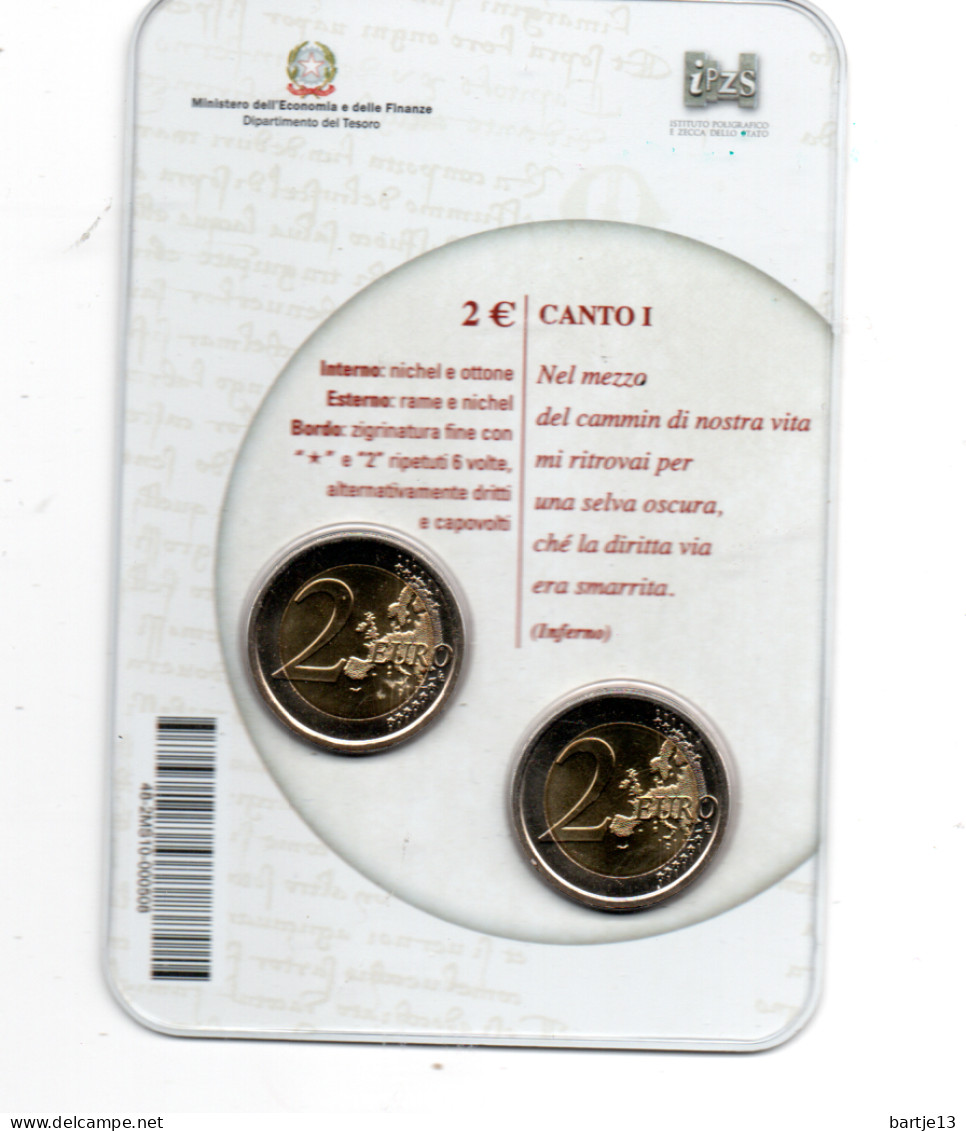 ITALIE COINCARD MET 2 EURO 2015 FDC DANTE ALIGHIERI - Andere & Zonder Classificatie