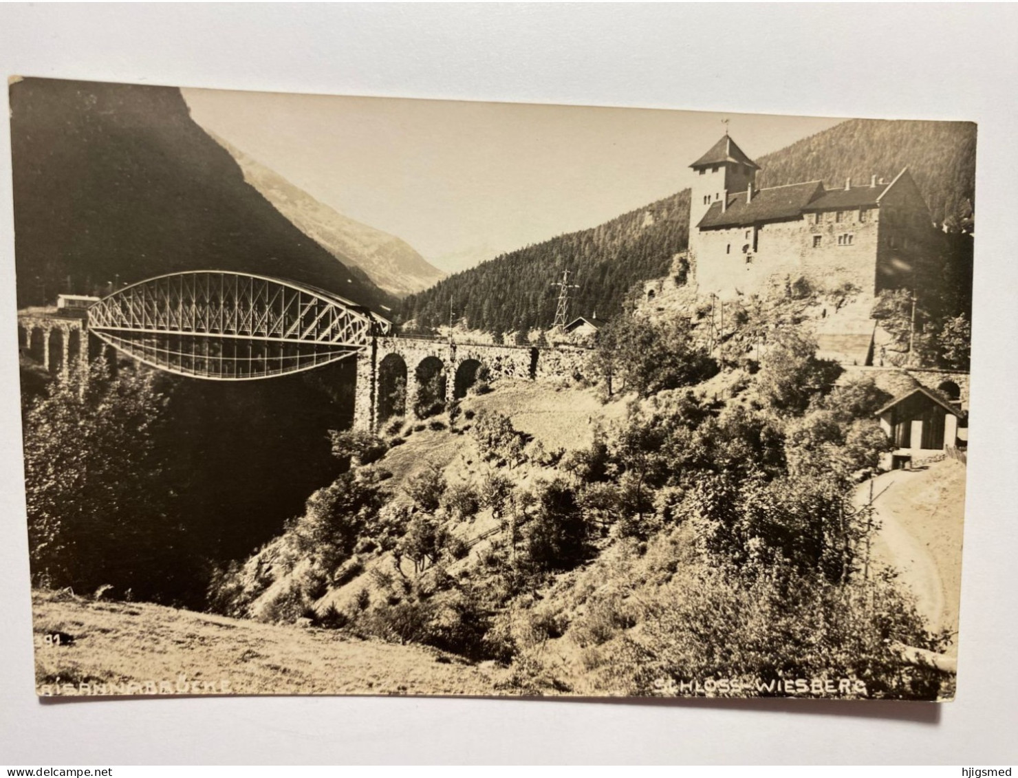Austria Österreich Landeck Tirol Schloss Wiesberg Bridge Brücke Castle RPPC Real Photo 17019 Post Card POSTCARD - Landeck