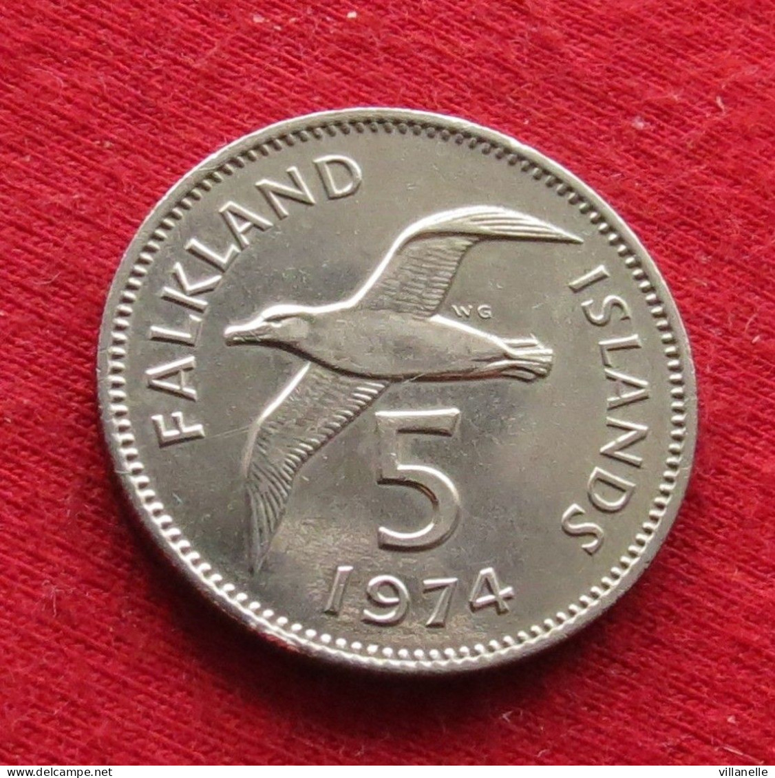 Falkland  Islands 5 Pence 1974 KM# 4.1 Lt 1450 *V2T Bird Malvinas Malwinen - Falkland