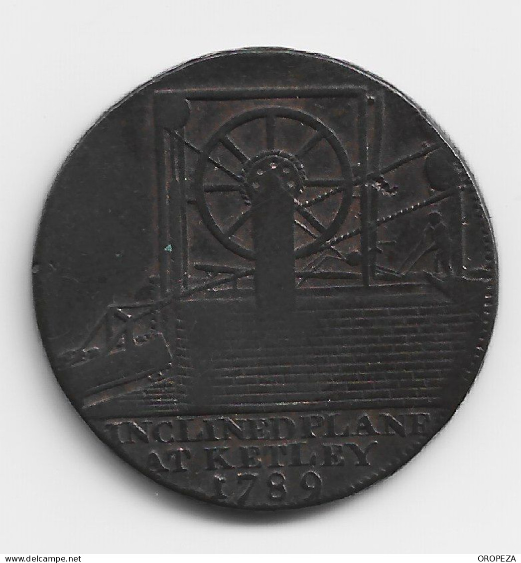 T70  -  GRAN BRETAÑA -  Iron Bridge Coalbrook Dale 1792 Ketley 1789 Shropshire Half Penny Token - Andere & Zonder Classificatie