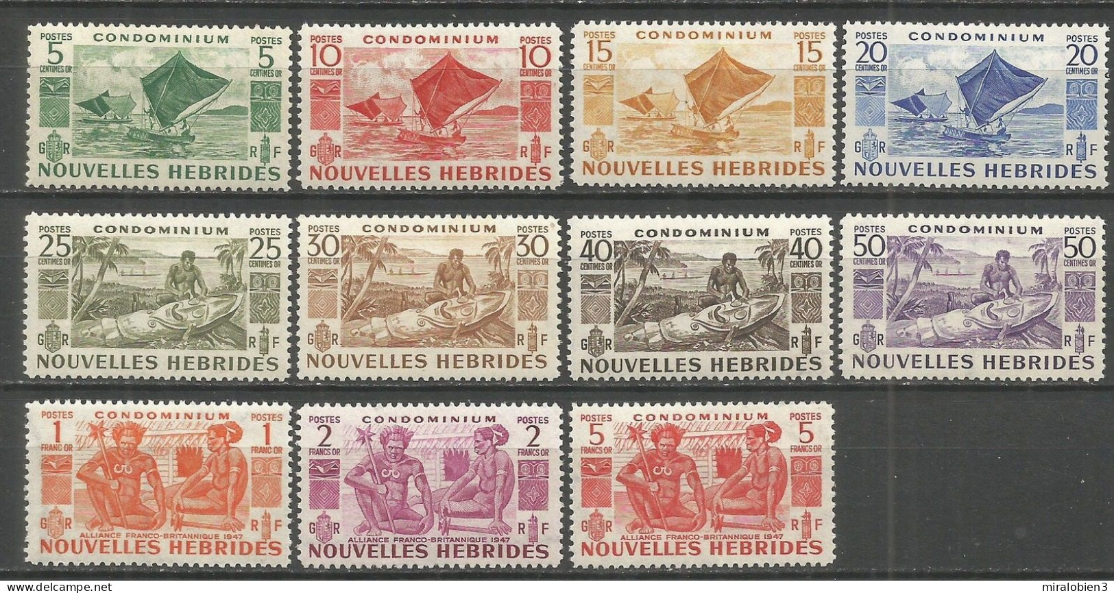 NUEVA HEBRIDES YVERT NUM. 144/154 ** SERIE COMPLETA SIN FIJASELLOS - Unused Stamps