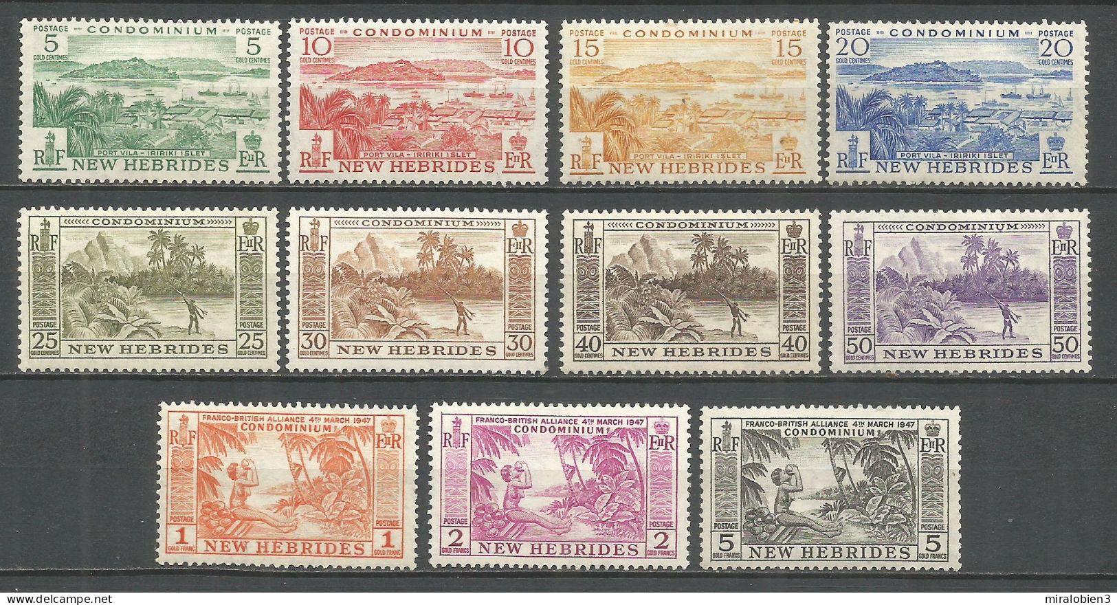 NUEVA HEBRIDES YVERT NUM. 186/196 * SERIE COMPLETA CON FIJASELLOS - Unused Stamps