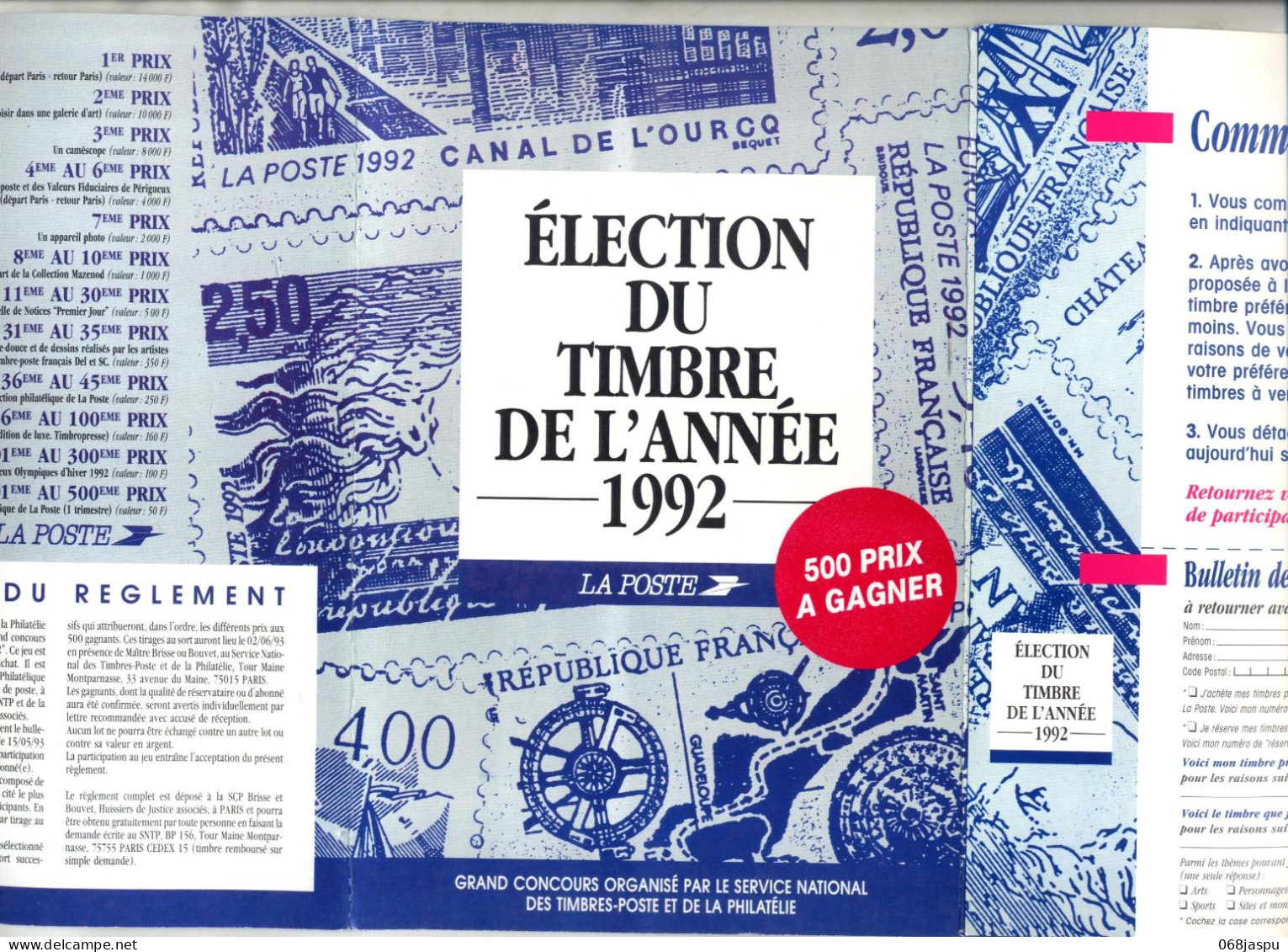 Carte Reponse T Election Timbre 1992 - Cartes/Enveloppes Réponse T