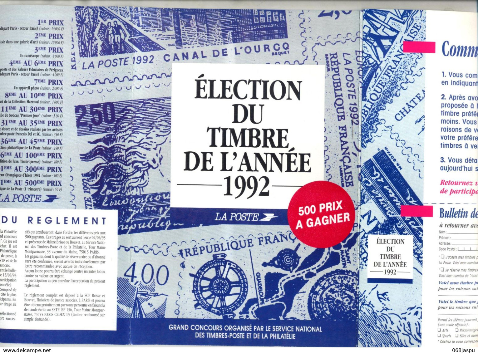 Carte Reponse T Election Timbre 1992 - Cards/T Return Covers