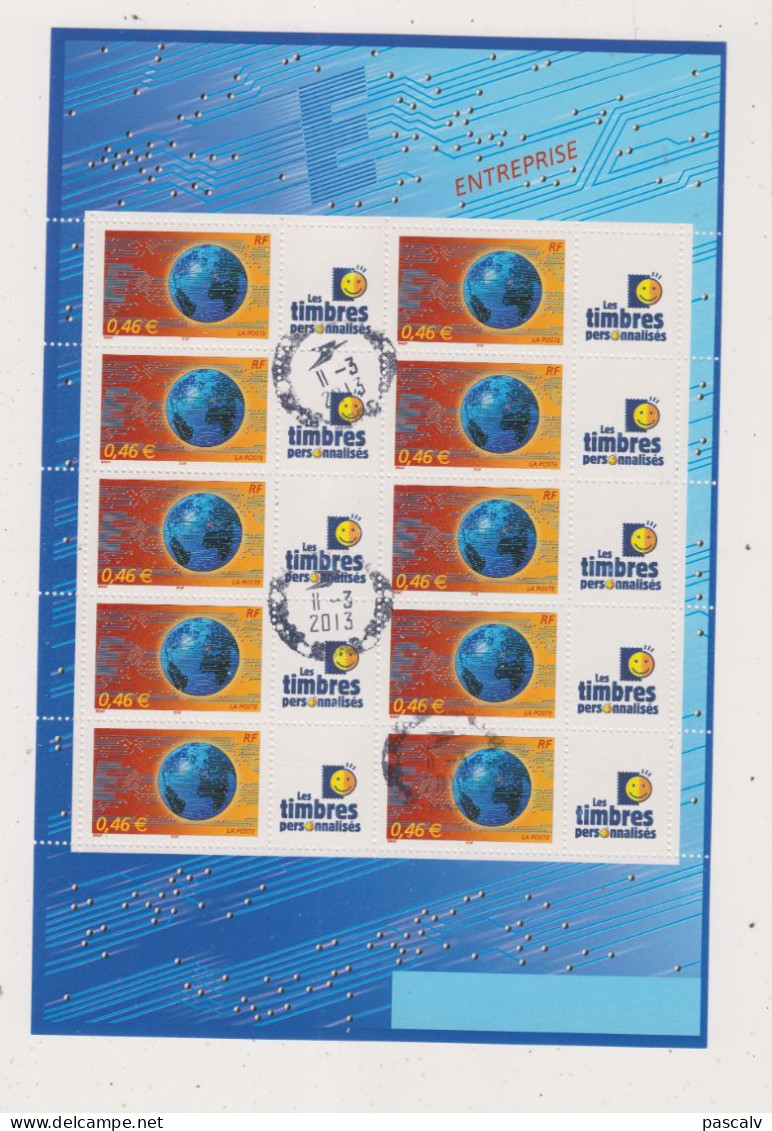 Yvert 3532A Le Monde En Réseau Oblitéré En Feuille De 10 Logo Timbres Personnalisés - Gebraucht