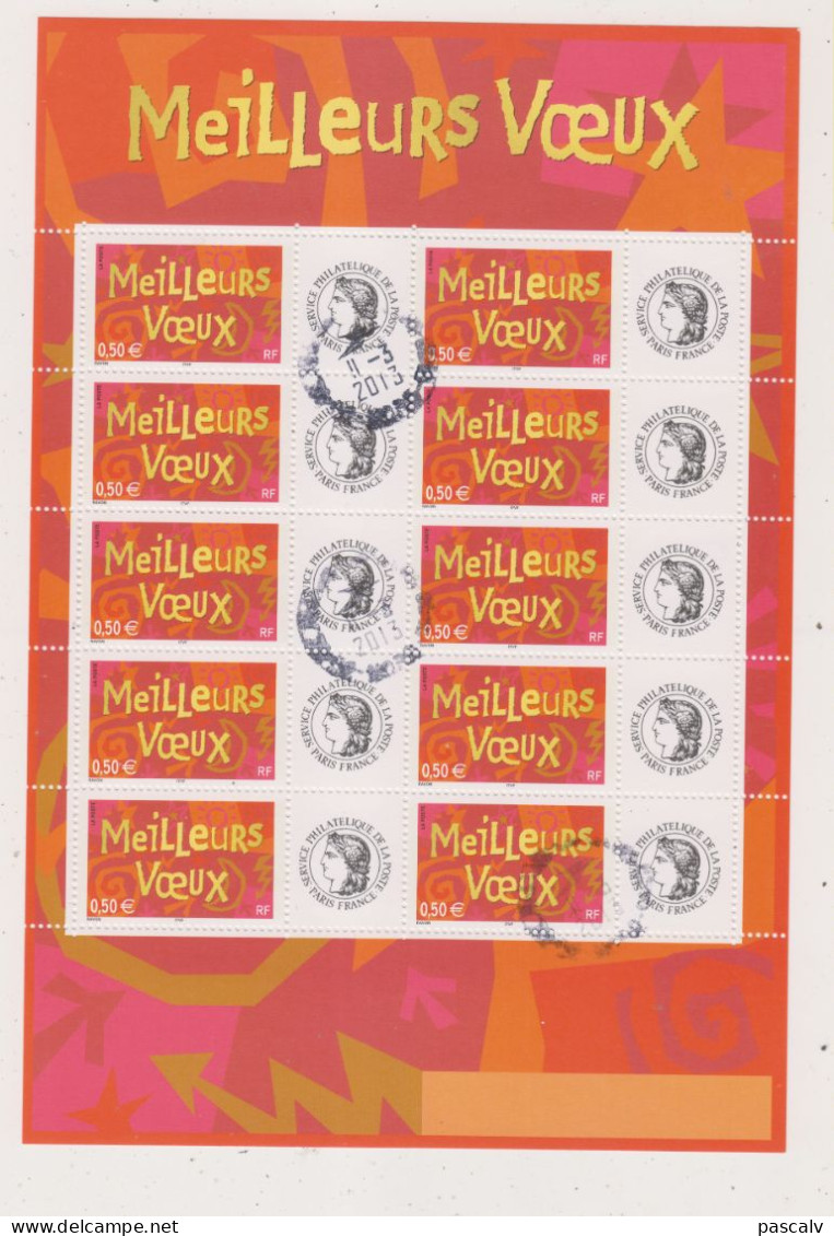 Yvert 3623A Meilleurs Voeux Oblitéré En Feuille De 10 Logo Ceres - Oblitérés