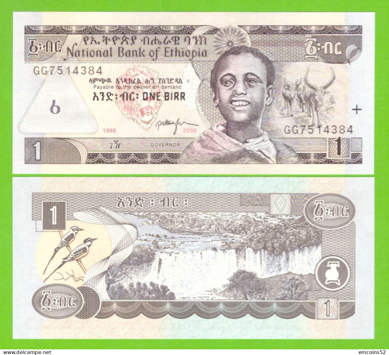 ETHIOPIA 1 BIRR 2006 P-46d  UNC - Etiopía