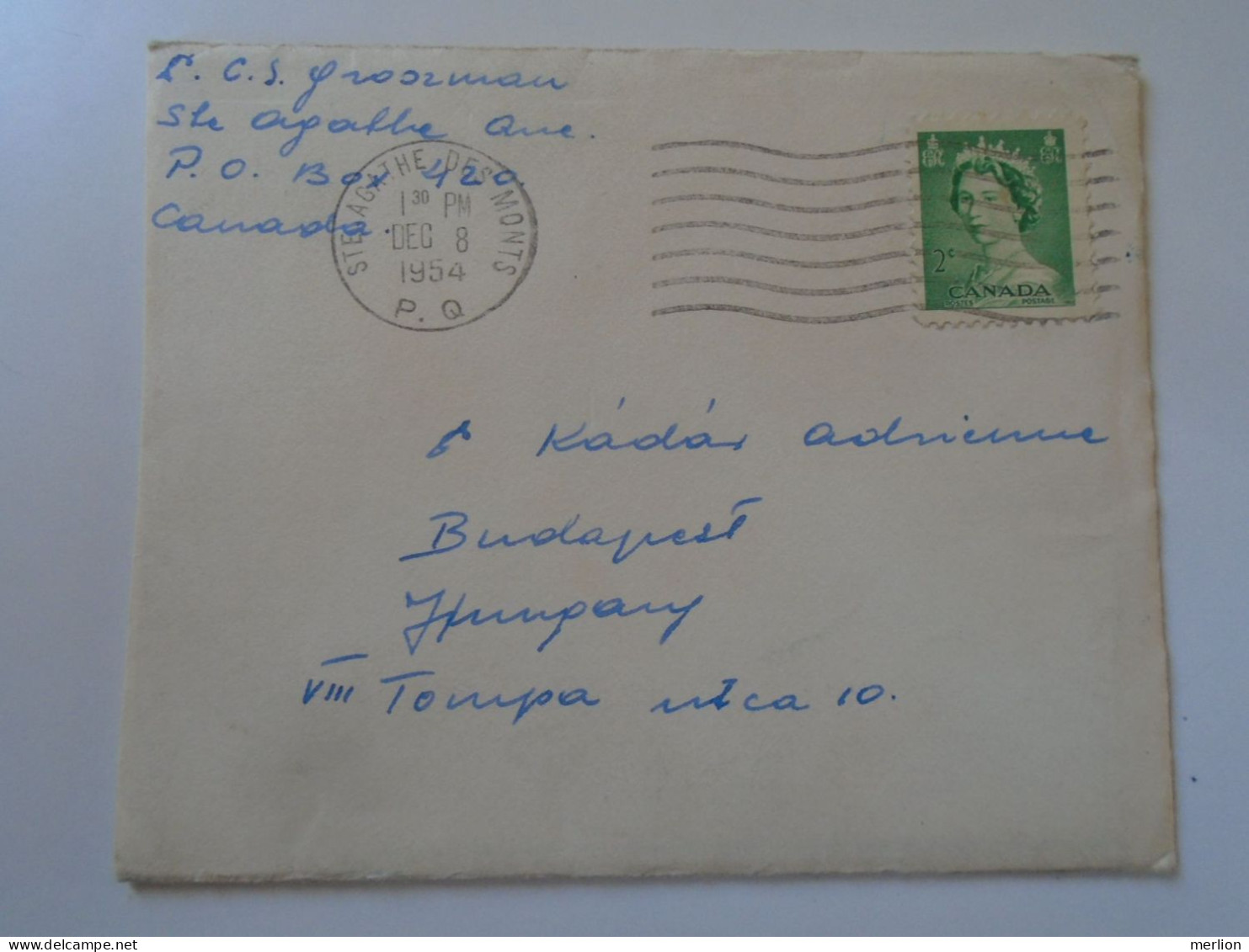 D197983  Canada   Cover  1954 Ste. Agathe Des Monts     Sent To Hungary    Budapest -stamp  QEII - Lettres & Documents