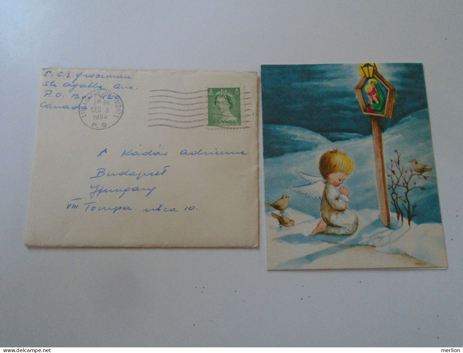 D197983  Canada   Cover  1954 Ste. Agathe Des Monts     Sent To Hungary    Budapest -stamp  QEII - Brieven En Documenten
