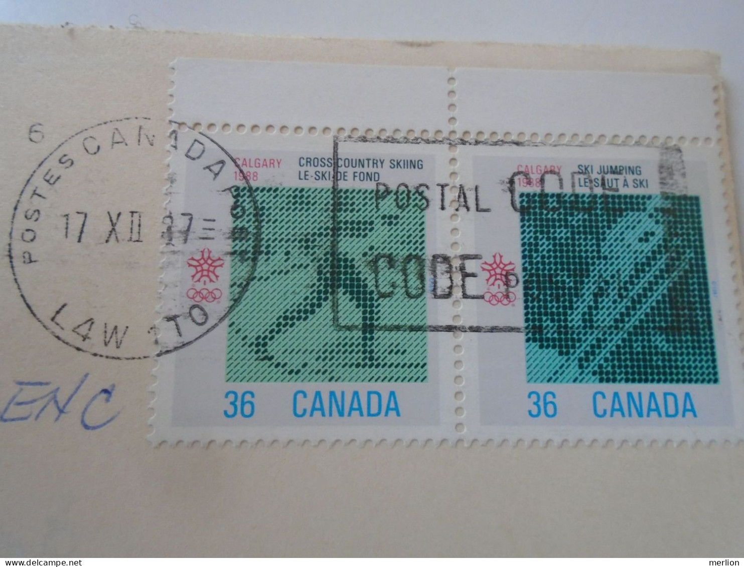 D197984  Canada  Airmail Cover  1987 Don Mills Ontario     Sent To Hungary    Budapest -stamp Skiing Ski Jump - Covers & Documents