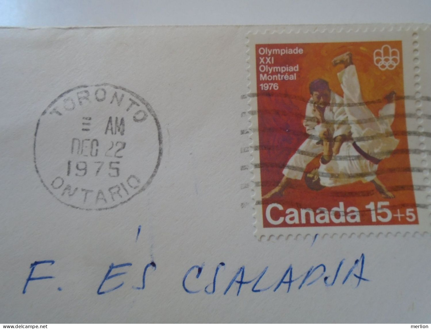 D197987  Canada Airmail Cover  1975 Toronto Ontario    Sent To Hungary    Budapest -stamp Olympic Games Montreal Judo - Lettres & Documents