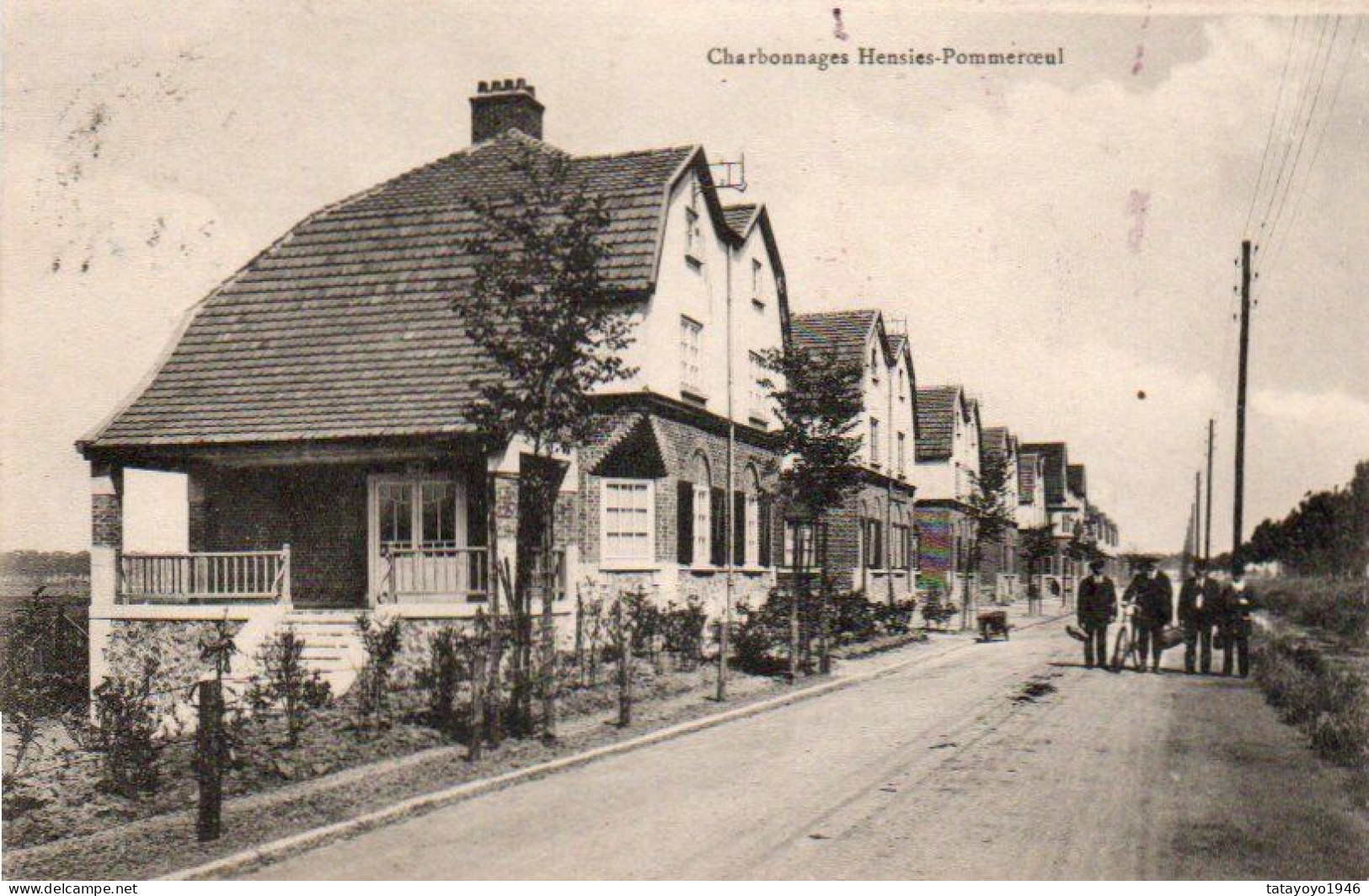 Charbonnages De Hensies Pommeroeul  Animée  Cycliste Voyagé En 1934 - Hensies