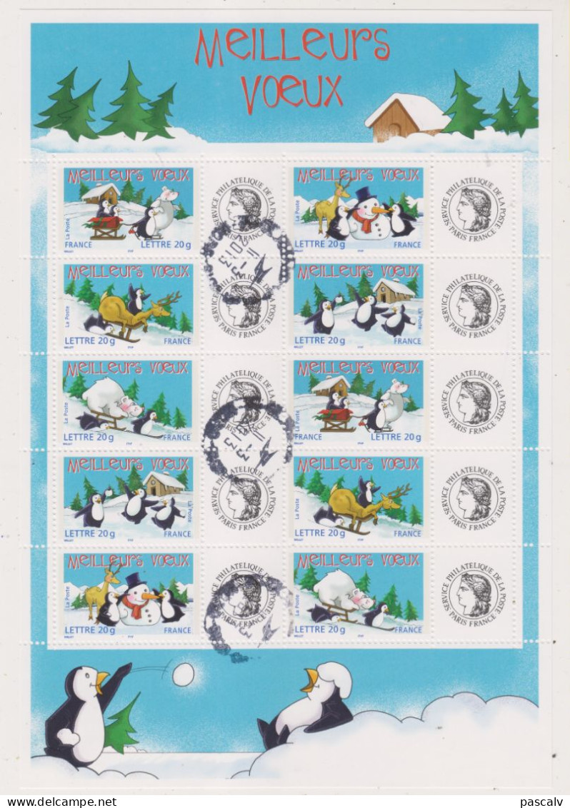 Yvert F3853A Meilleurs Voeux Oblitéré En Feuille De 10 Logo Ceres - Used Stamps