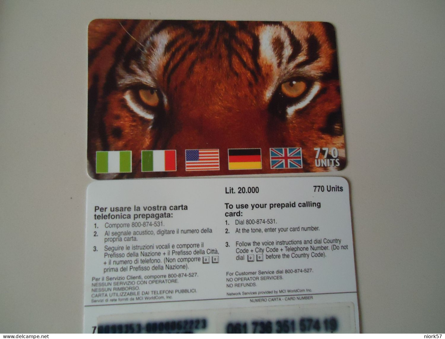 ITALY  GREECE    CARDS   TIGERS  2 - Autres & Non Classés