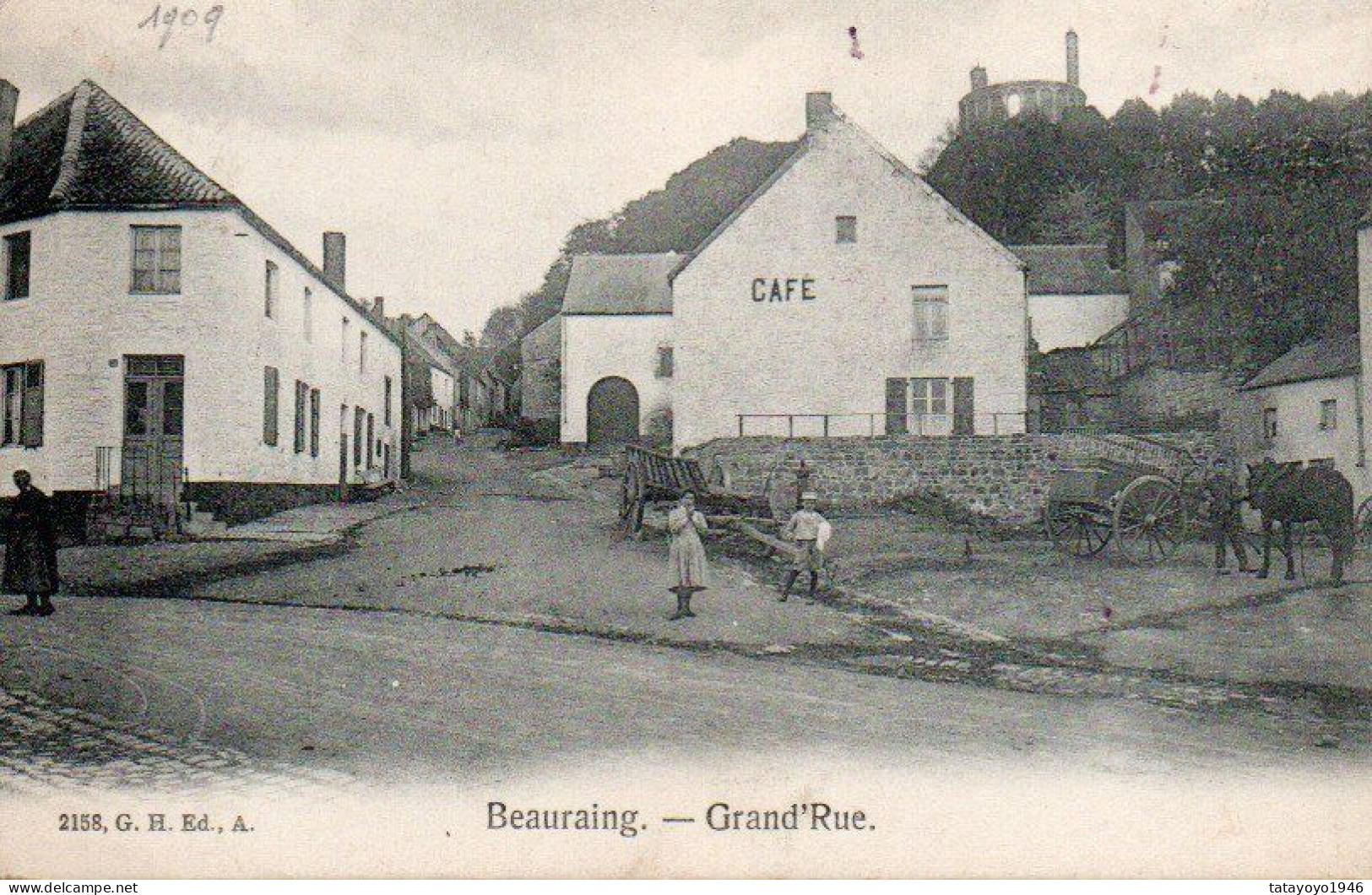 Beauraing   Grand'Rue Animée Café Hotel Du Luxembourg  H.Federspiel -Voisin Voyagé En1909 - Beauraing