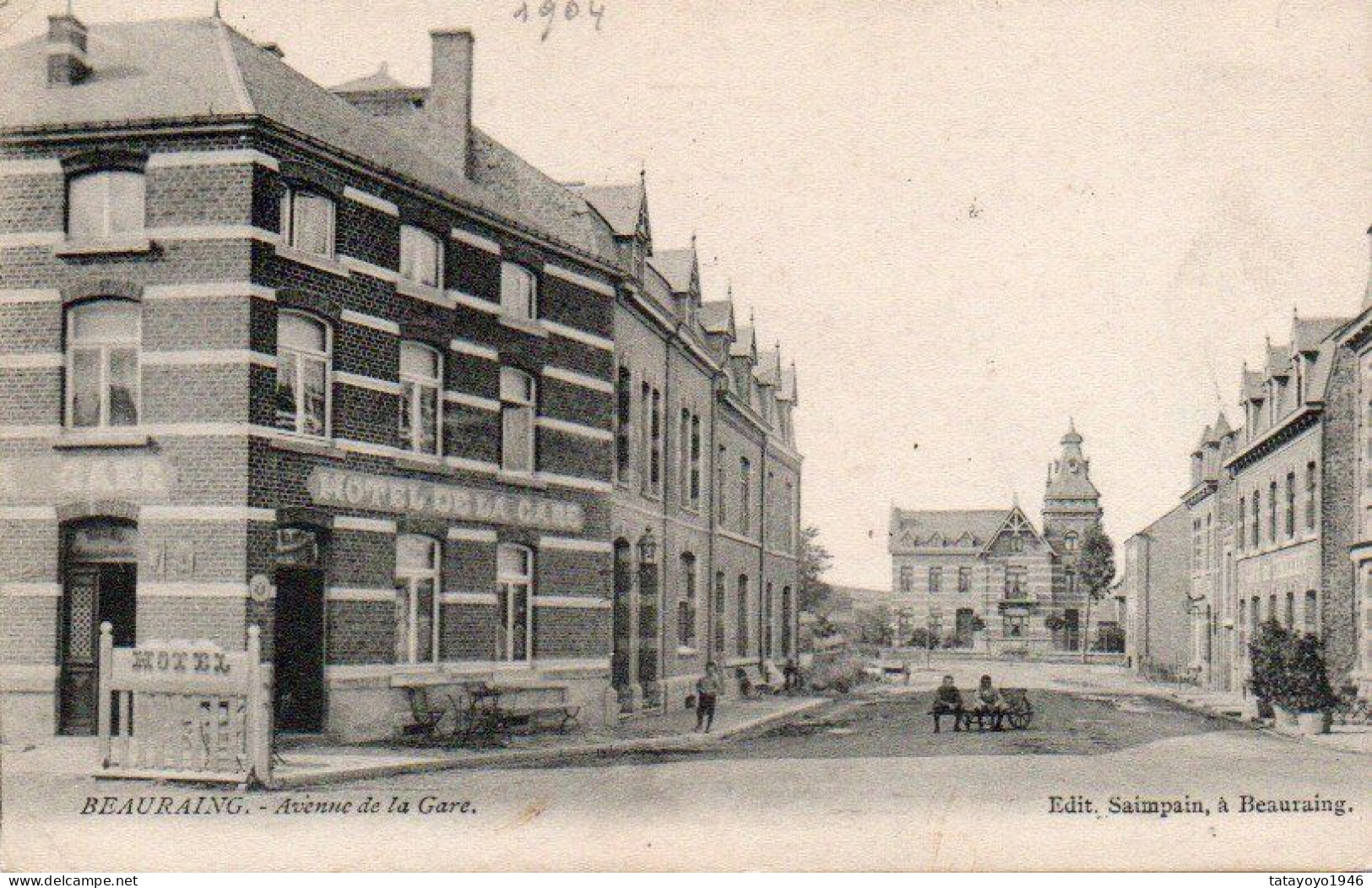 Beauraing   Avenue De La Gare  Hotel De La Gare Enfants Voyagé En 1904 - Beauraing