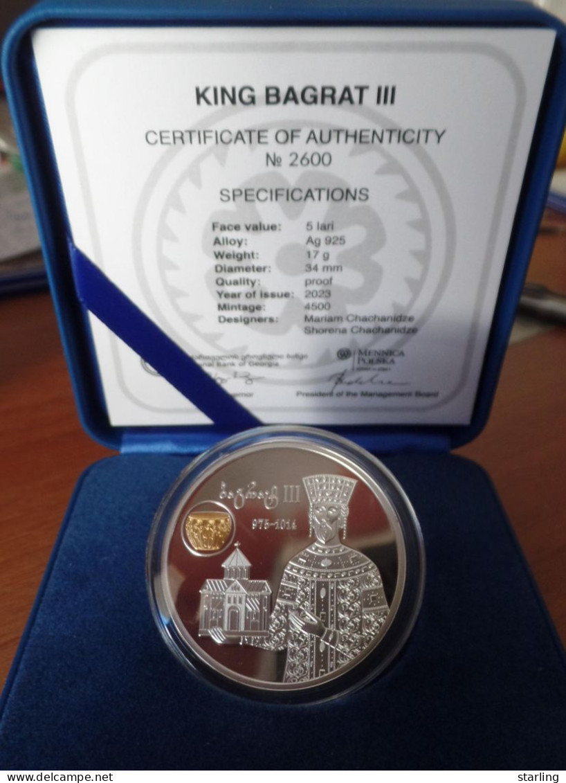 Georgia 2023 King Bagrat III 5 Lari Coin Silver Proof   See Description Please - Géorgie