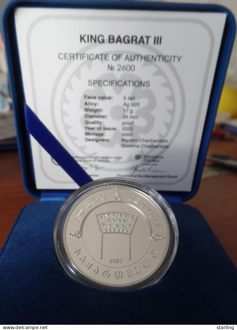 Georgia 2023 King Bagrat III 5 Lari Coin Silver Proof   See Description Please - Georgia