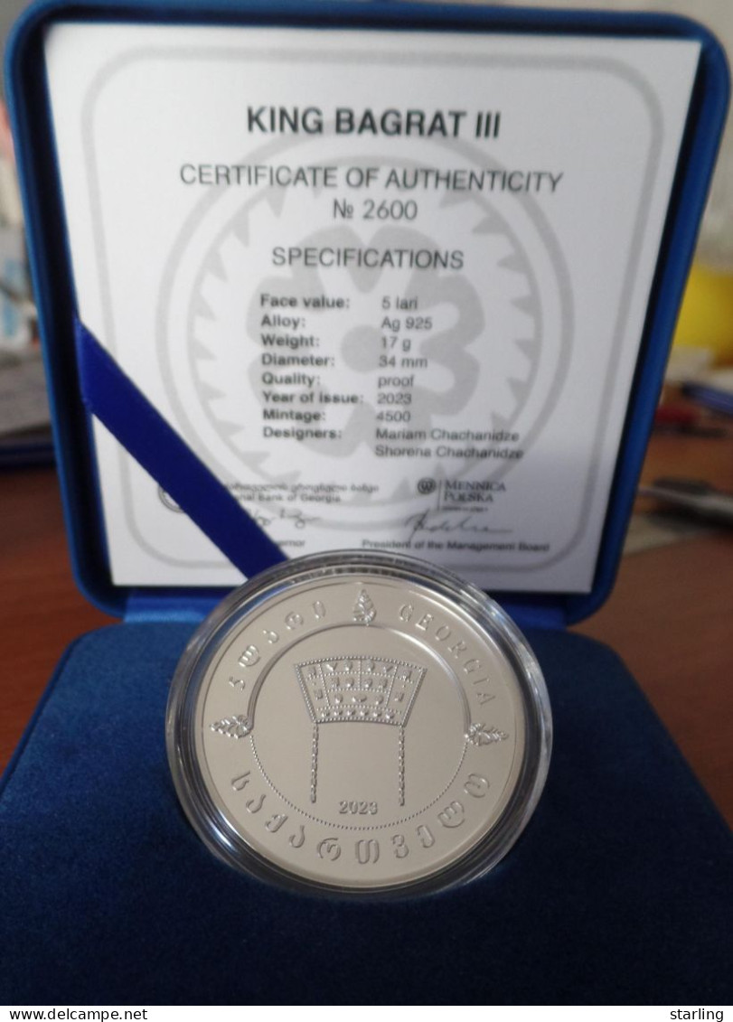 Georgia 2023 King Bagrat III 5 Lari Coin Silver Proof   See Description Please - Géorgie