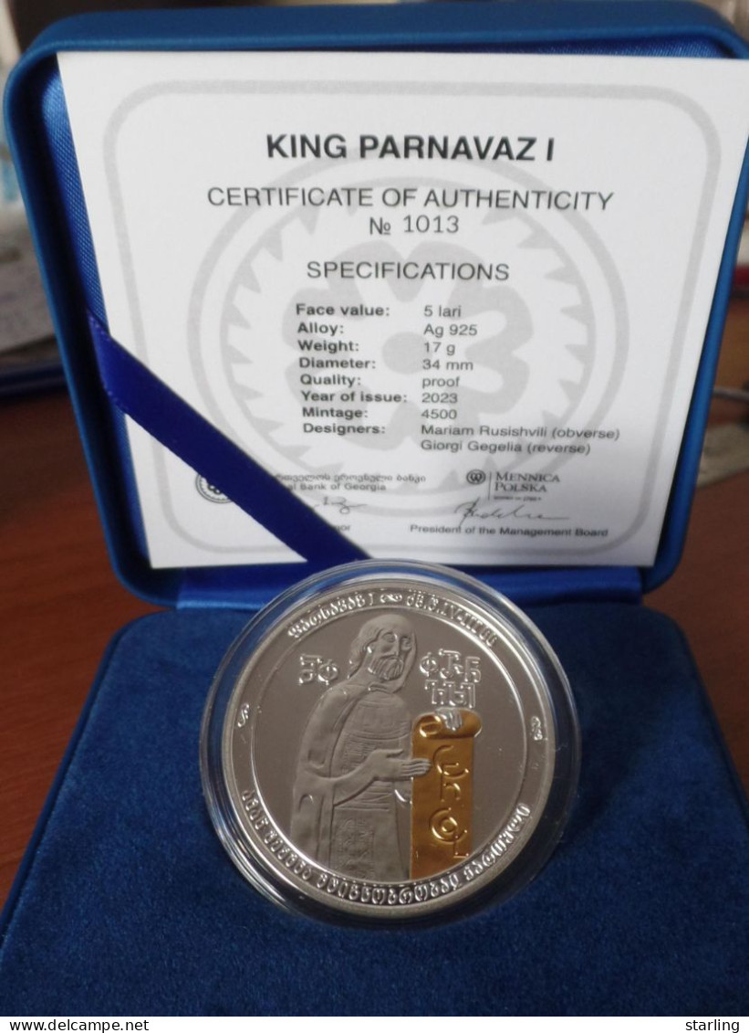 Georgia 2023 King Parnavaz I 5 Lari Coin Silver Proof   See Description Please - Géorgie