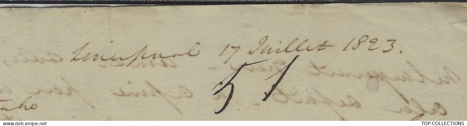 NEGOCE BANQUE FINANCE 1823  Liverpool Archiball M’c Call => Rouen Vve Le Couteulx M.P. LIVERPOOL ET 61 CALAIS ANGLETERRE - 1800 – 1899