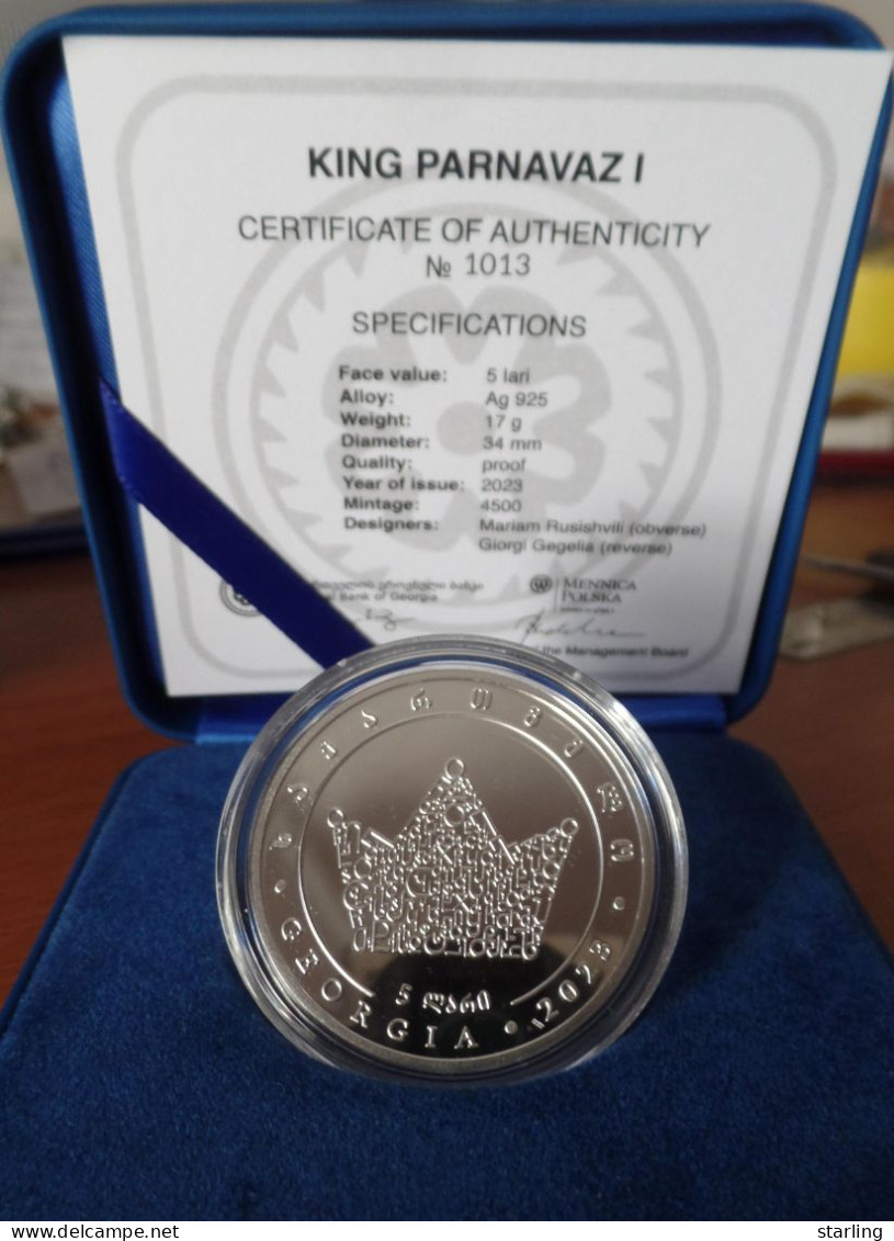 Georgia 2023 Kings Parnavaz I & Bagrat III 5 Lari Coin Silver Proof   see description please