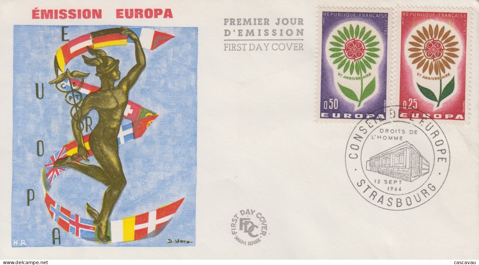 Enveloppe  FDC  1er  Jour   FRANCE    Paire   EUROPA      STRASBOURG    1964 - 1964