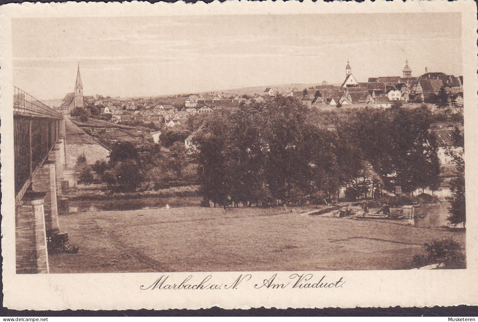 Deutsches Reich PPC Marbach Am Neckar Am Viaduct. Verlag A. Aufrecht, Marbach A. N., Marktplatz (2 Scans) - Marbach