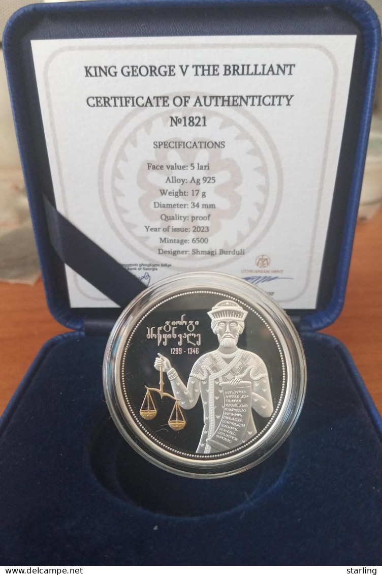 Georgia 2023 King Giorgi V The Brilliant 5 Lari Coin Silver Proof   See Description Please - Géorgie