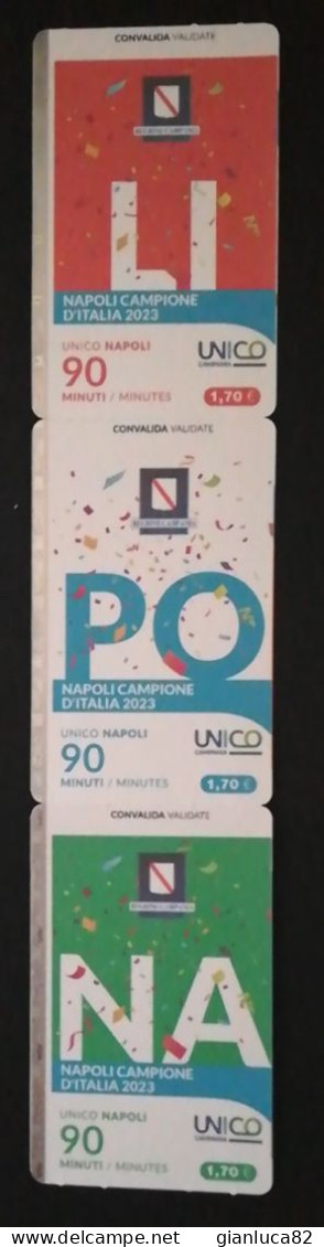 Serie 3 Biglietti ANM Napoli Campioni D’Italia 2022/2023 Nuovi (86) Come Foto Edizione Limitata 3 Biglietti NA,PO,LI - Non Classés