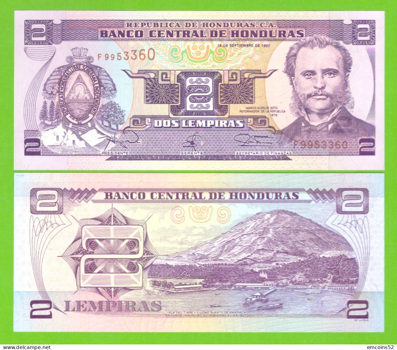 HONDURAS 2 LEMPIRAS 1997 P-80  UNC - Honduras