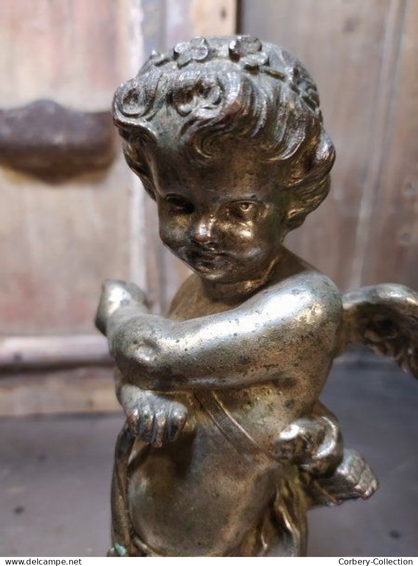 Angelot Cupidon Métal Régule ou Bronze Argenté.