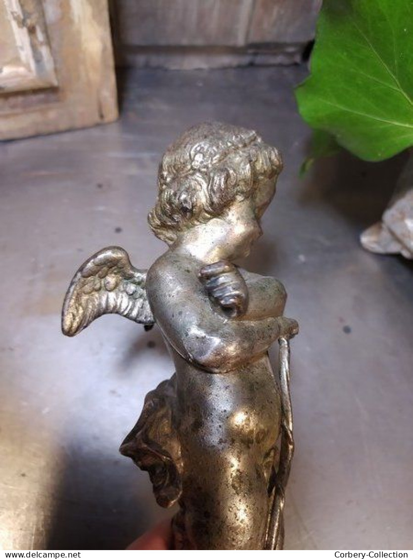 Angelot Cupidon Métal Régule ou Bronze Argenté.