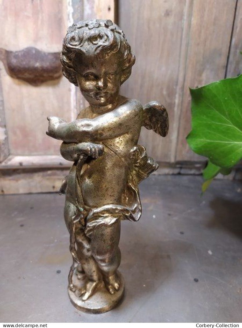 Angelot Cupidon Métal Régule ou Bronze Argenté.