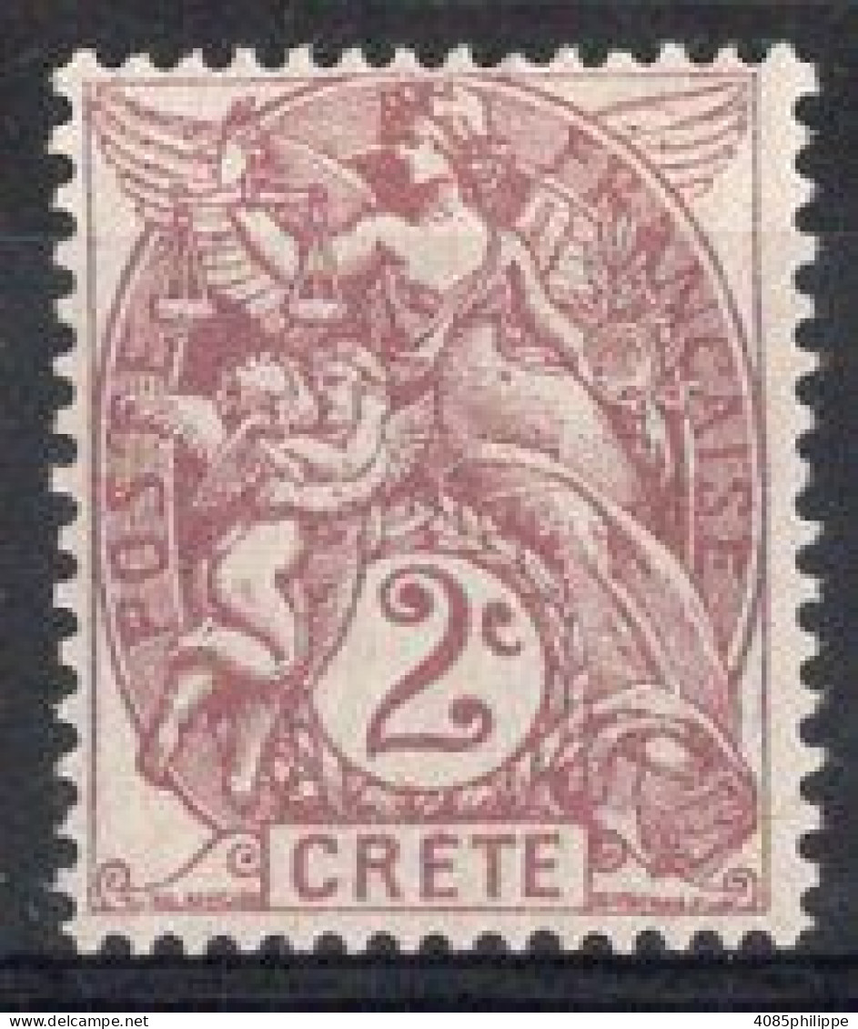 CRETE Timbre-poste N°2* Neuf Charnière TB Cote : 3€00 - Usati