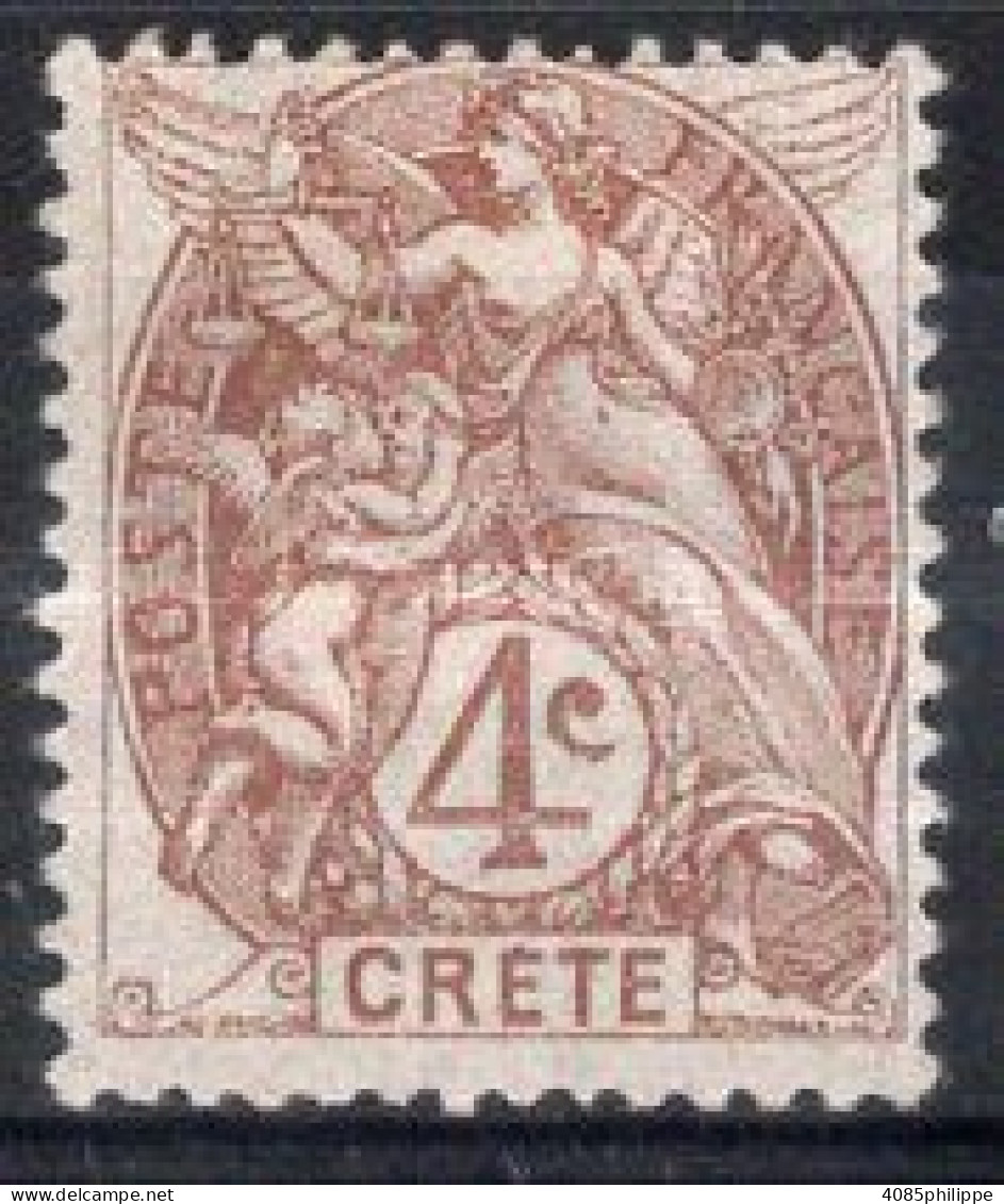 CRETE Timbre-poste N°4* Neuf Charnière TB Cote : 3€00 - Neufs