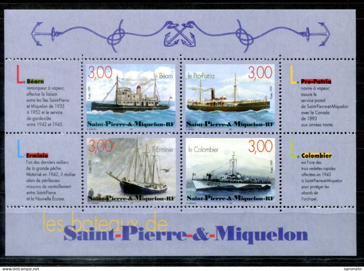 SAINT PIERRE & MIQUELON Block 6, Bl.6 Mnh - Schiffe, Ships, Bateaux - Hojas Y Bloques