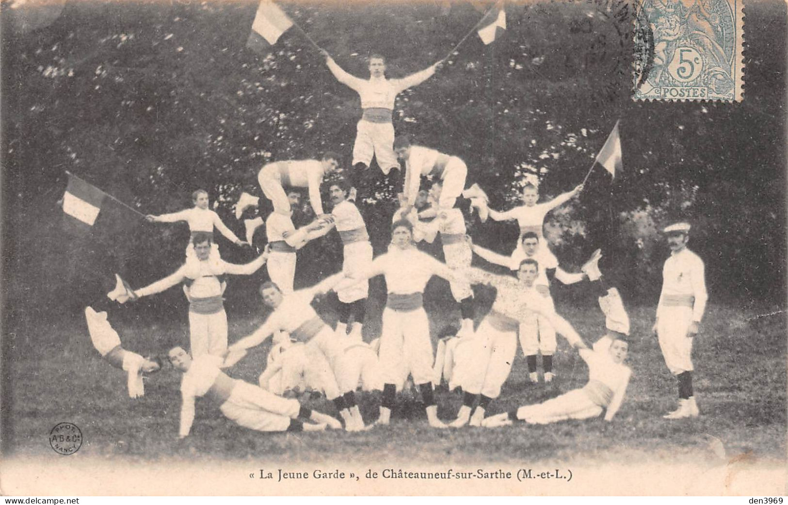 CHATEAUNEUF-sur-SARTHE (Maine-et-Loire) - La Jeune Garde - Gymnastique - Voyagé 1906 (2 Scans) Clichy, 1 Rue Martre - Chateauneuf Sur Sarthe