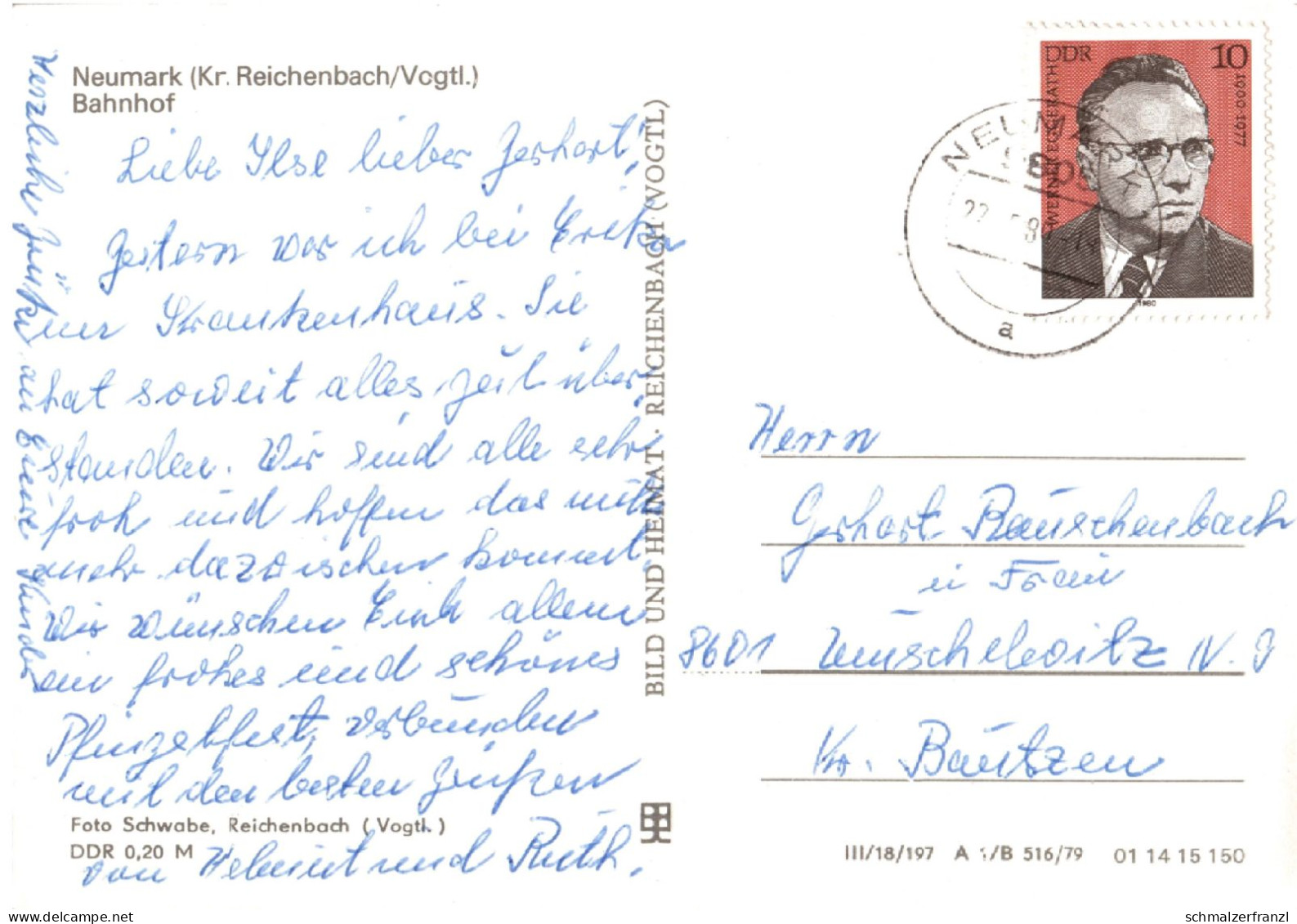 AK Neumark Bahnhof Zug Eisenbahn A Brunn Schönfels Lichtentanne Fraureuth Stenn Werdau Zwickau Reichenbach Vogtland DDR - Reichenbach I. Vogtl.