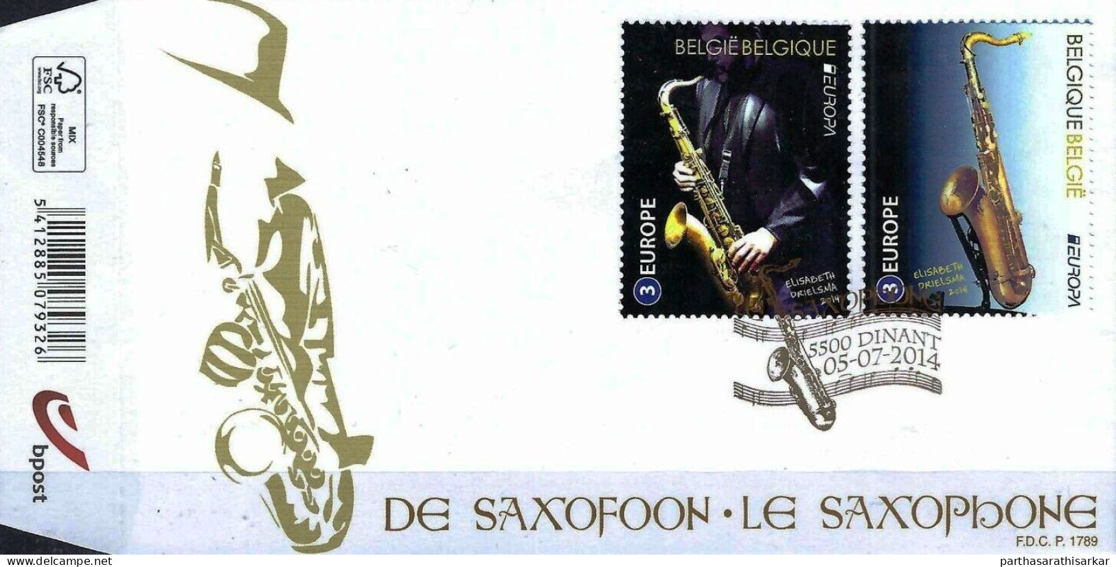BELGIUM 2014 EUROPA CEPT MUSICAL INSTRUMENTS UNUSUAL STAMPS FDC RARE (HIGH FACE 15.8 EURO) - Lettres & Documents