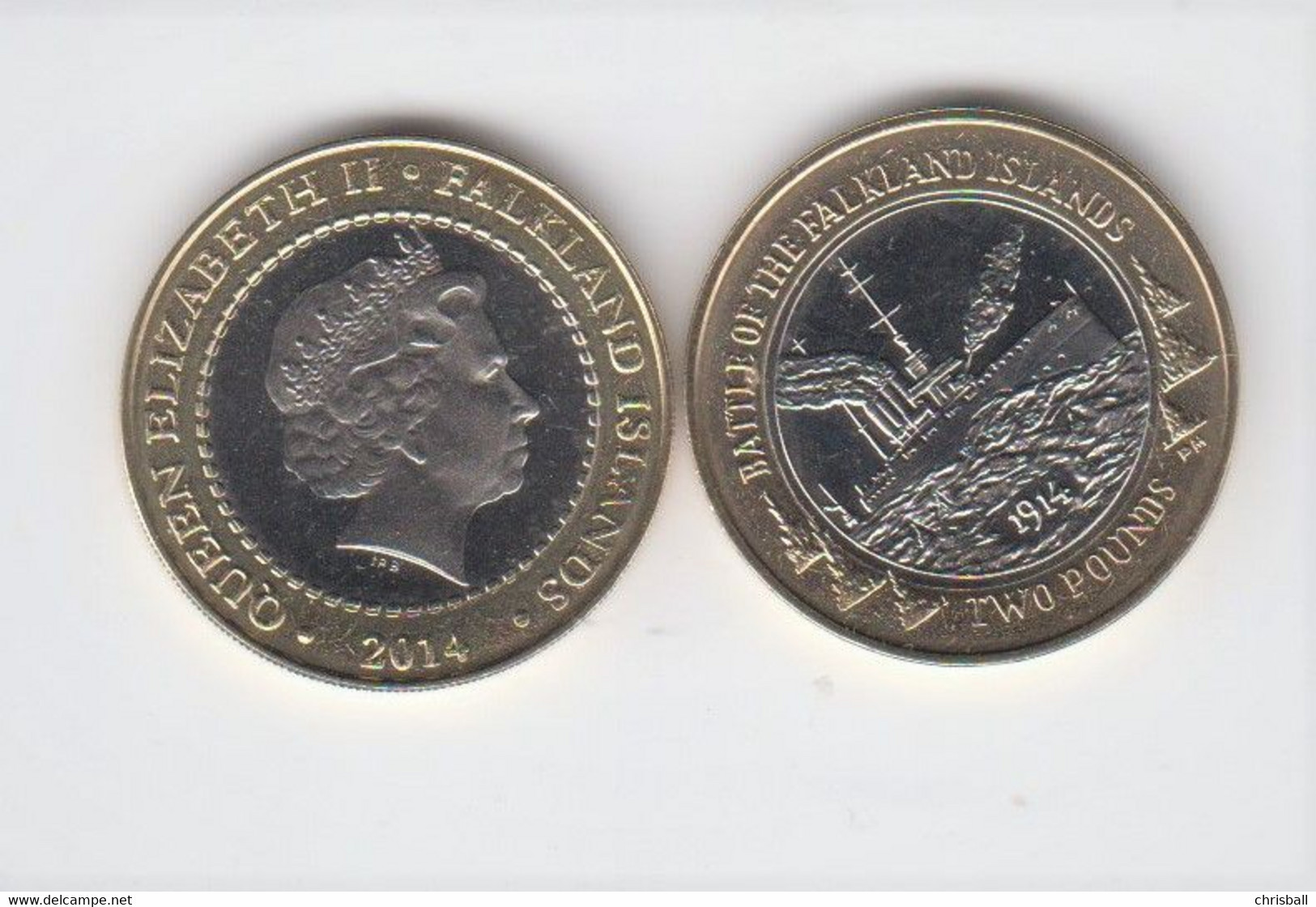 Falkland Island £2 Two Pound Coin - 2014 HMS Glasgow Uncirculated - Falkland
