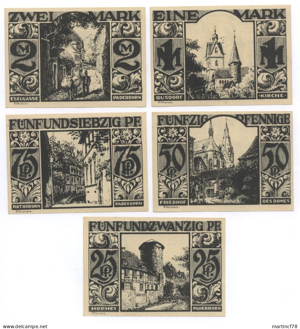 Notgeld Paderborn 1921 25+50+75 Pf. 1+2 Mk. - Collezioni