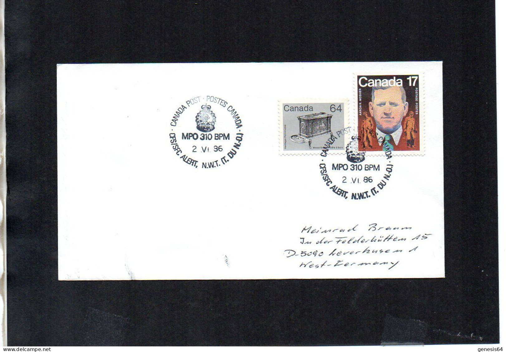 ,Canada Cover. Polar Philately - North Pole - Military Post Office 310  2.6.86 - (1ATK108) - Sonstige & Ohne Zuordnung